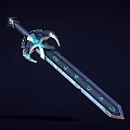 Detailed Fantasy Sword with Glowing Runes Intricate Hilt and Metallic Texture Design