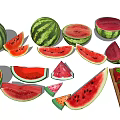 Fresh Juicy Watermelon Whole And Sliced Pieces On Display Arrangement