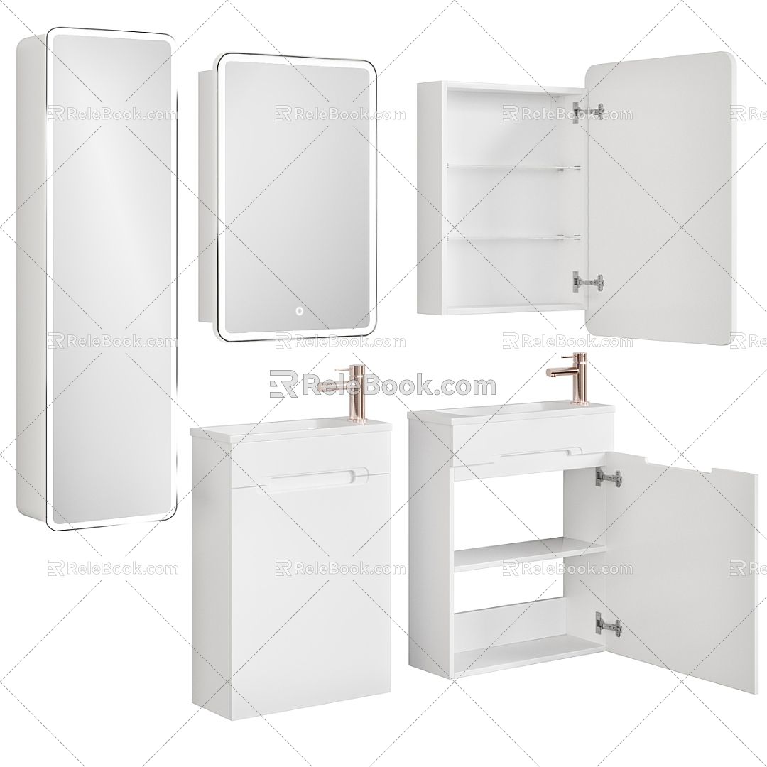 Modern White Bathroom Furniture Bathroom Cabinet Washstand 3d model