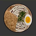 Bowl of Ramen Noodles With Soft Boiled Egg Green Onions And Crispy Toppings