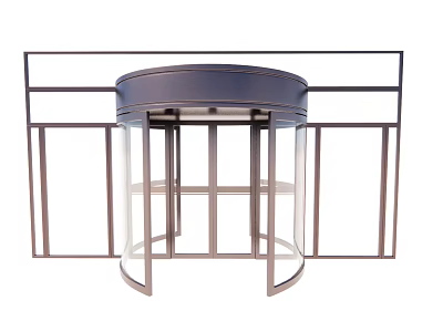 Modern Revolving Door Entrance With Metal Frame And Glass Panels 3d model