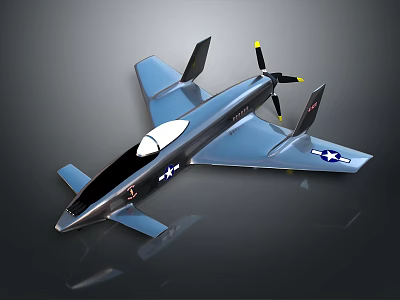 Sleek Blue Advanced Space Exploration Vehicle With American Star Logo And Propellers Design 3d model