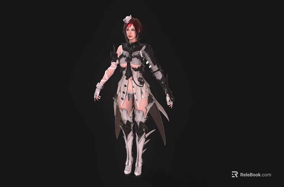 Fantasy Female Warrior Character With Red Hair And Dragon Inspired Armor Design 3d model 