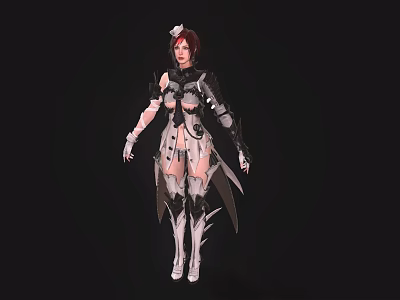 Fantasy Female Warrior Character With Red Hair And Dragon Inspired Armor Design 3d model