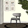 Modern Minimalist Dining Chair With White Upholstered Seat And Black Wooden Frame