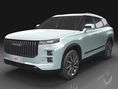 Light Blue Modern SUV With Large Front Grille Sleek Lines Black Wheels Red Brake Calipers 3d model