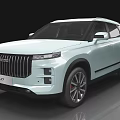 Light Blue Modern SUV With Large Front Grille Sleek Lines Black Wheels Red Brake Calipers