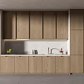 Modern Kitchen Interior With Wooden Cabinets White Countertop Sink And Oven
