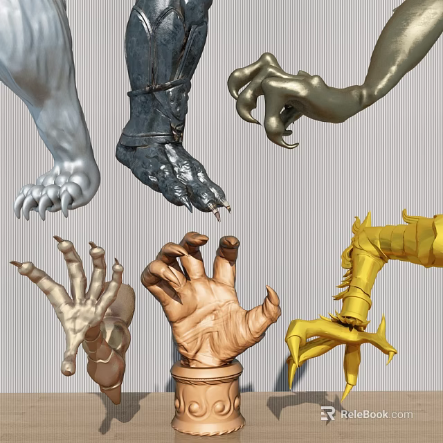 Artistic Sculpture Carving Of Hand And Foot With Various Materials And Detailed Designs 3d model 