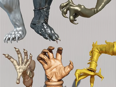 Artistic Sculpture Carving Of Hand And Foot With Various Materials And Detailed Designs 3d model