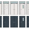 Assorted Modern Doors with Single Double Panels and Glass Window Features 3d model