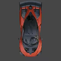 Red Sports Car with Black Accents Large Rear Wing Sleek Body and Black Wheels Design