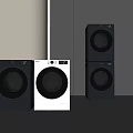 Modern Sleek Washing Machines in White and Dark Colors for Minimalist Home Space