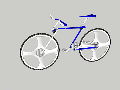 Modern Bicycle with Blue Frame White Handlebars and Large Silver Multi Spoke Wheels 3d model