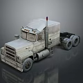 Old Worn Semi Truck with Large Tires Exhaust Pipe and Cab Structure