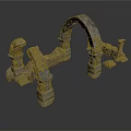 Ancient Stone Architectural Components Featuring Classical Arch And Column Ruins 3d model