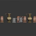 Vintage Metal Pitchers And Mugs Collection With Copper Gold And Silver Finishes