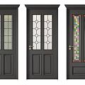 Modern Black Panel Doors With Various Decorative Glass Patterns And Designs 3d model