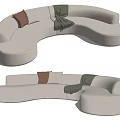 Modern Multiplayer Sofa Shaped Sofa Multiplayer Curved Sofa 3d model