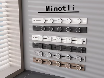 Minotli Modern Switch Panels With Various Colors And Designs On Wall 3d model