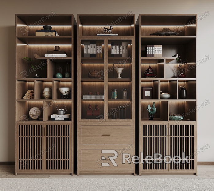 New Chinese Bookcase Bookshelf model