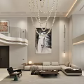 Modern Loft Style Living Room With Crystal Chandelier And L Shaped Sofa