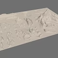 Realistic Garden Landscape Model Featuring Hilly Terrain And Textured Mountains