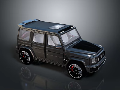 Black Luxury SUV With Sporty Design Roof Rack Sunroof And Red Alloy Wheels 3d model