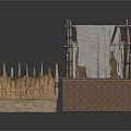 Rustic Scene Components Featuring Reed Fences Straw Screens And Wooden Racks