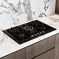 Modern Kitchen Interior With Dark Wood Cabinets And Marble Countertop