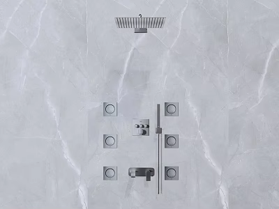 Modern Sleek Rainfall Shower System With Handheld Sprayer And Thermostatic Control Panel 3d model
