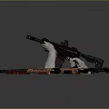 Tactical Weapons With Black Gun White Gloves Rifles And Scattered Red Yellow Bullets
