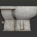Vintage Ceramic Toilet Base With Worn Surface And Classic Drain Design