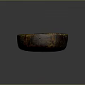 Wooden Stone Decorative Object With Oval Shape Polished Surface Textured Amber Brown Glossy Finish