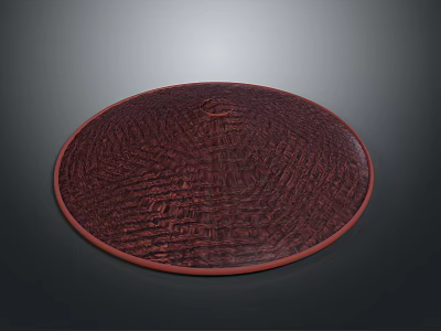Round Decorative Woven Texture Dark Red Tray For Household Kitchen Serving Use 3d model