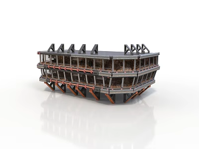 Industrial Building Frame Structure With Multi Floor Open Design And Steel Beams 3d model