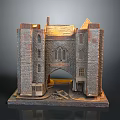Detailed Historical Building Model With Stone Brick Archway Towers Windows And Chimney