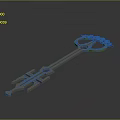 Ornate Decorative Key 3D Model With Intricate Design And Metallic Finish