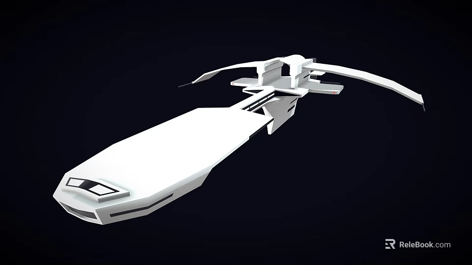3D Rendering of Futuristic White Spaceship With Sleek Design and Extended Wings 3d model 