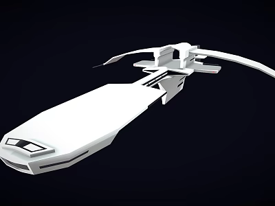 3D Rendering of Futuristic White Spaceship With Sleek Design and Extended Wings 3d model
