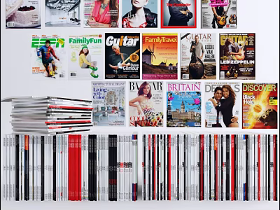 Diverse Books And Magazines Collection With Various Covers And Stacked Design 3d model