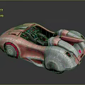 Futuristic Red And Silver Sports Car With Open Cockpit And Red Wheel Accents