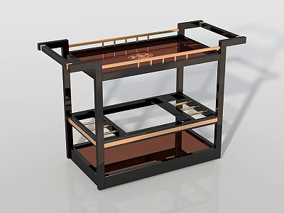 Commercial Equipment Multi-tier Service Cart With Metal Frame And Glass Top Storage 3d model
