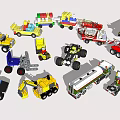 Colorful Building Blocks Toy Vehicles Including Trucks Police Car Fire Engine And Ambulance