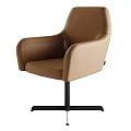 Modern Leather Office Chair With Ergonomic Design And Swivel Black Metal Base