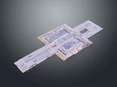 Architectural Building Layout Model With Cross Shaped Structure And Floor Plans 3d model