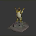 3D Penguin Model With Black White Body Yellow Neck Red Beak On Ice Like Base