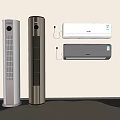 Modern Tower Fans and Wall Mounted Air Conditioners for Home Cooling Solutions 3d model