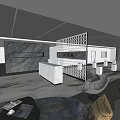 Modern Exhibition Hall Interior With Open Design White Pedestals And Large Windows