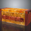 Vintage Rustic Wooden Storage Box With Yellow Red Wood Grain For Home Decor